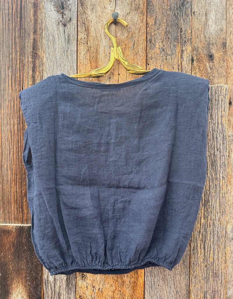 Milio Milano Milio Milano Linen Cropped Blouson Top Navy