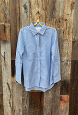 Cino Cino South Beach Stripe Boyfriend Button Down Blue