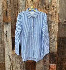 Cino Cino South Beach Stripe Boyfriend Button Down Blue