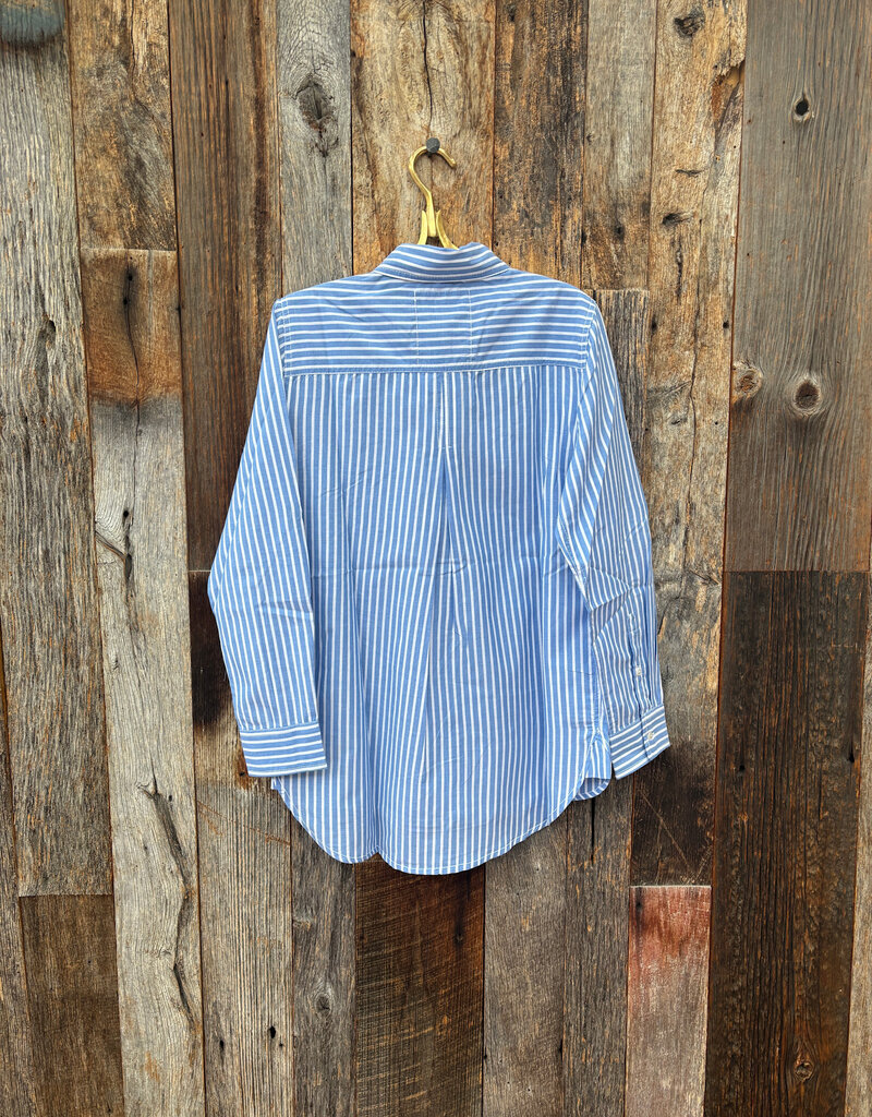 Cino Cino South Beach Stripe Boyfriend Button Down Blue