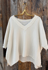 Milio Milano Milio Milano Raw Edge Gauze V-Neck Top Butter