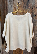 Milio Milano Milio Milano Raw Edge Gauze V-Neck Top Butter