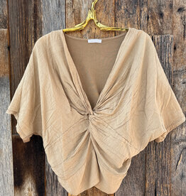 Milio Milano Milio Milano Front Twist Knot Top Camel