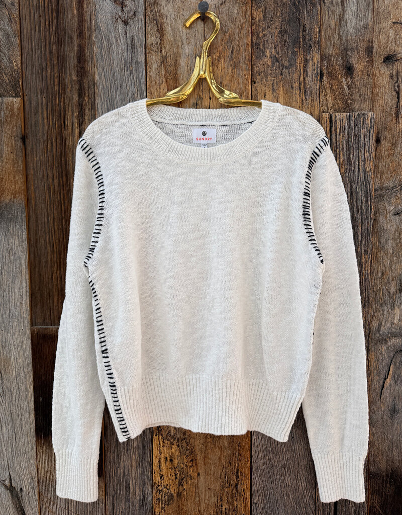 Sundry Cotton Slub Crew Sweater Optic White