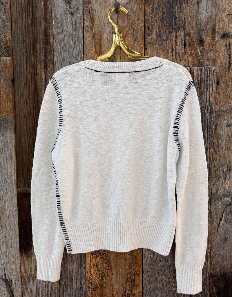 Sundry Cotton Slub Crew Sweater Optic White
