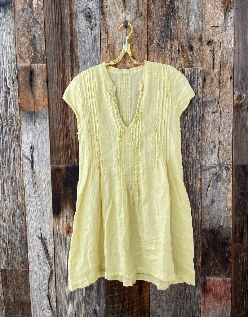 CP Shades CP Shades Regina Cap Sleeve Linen Dress 207C-3 Pear
