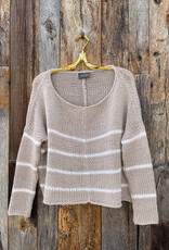 Wooden Ships Wooden Ships Key West Striped Cotton Crew Sweater Khaki/White