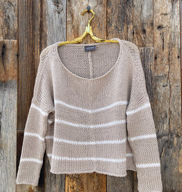 Wooden Ships Wooden Ships Key West Striped Cotton Crew Sweater Khaki/White