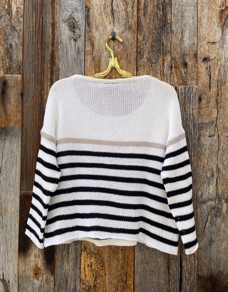 Wooden Ships Wooden Ships Kate Striped Crew Cotton White/Black Stripe
