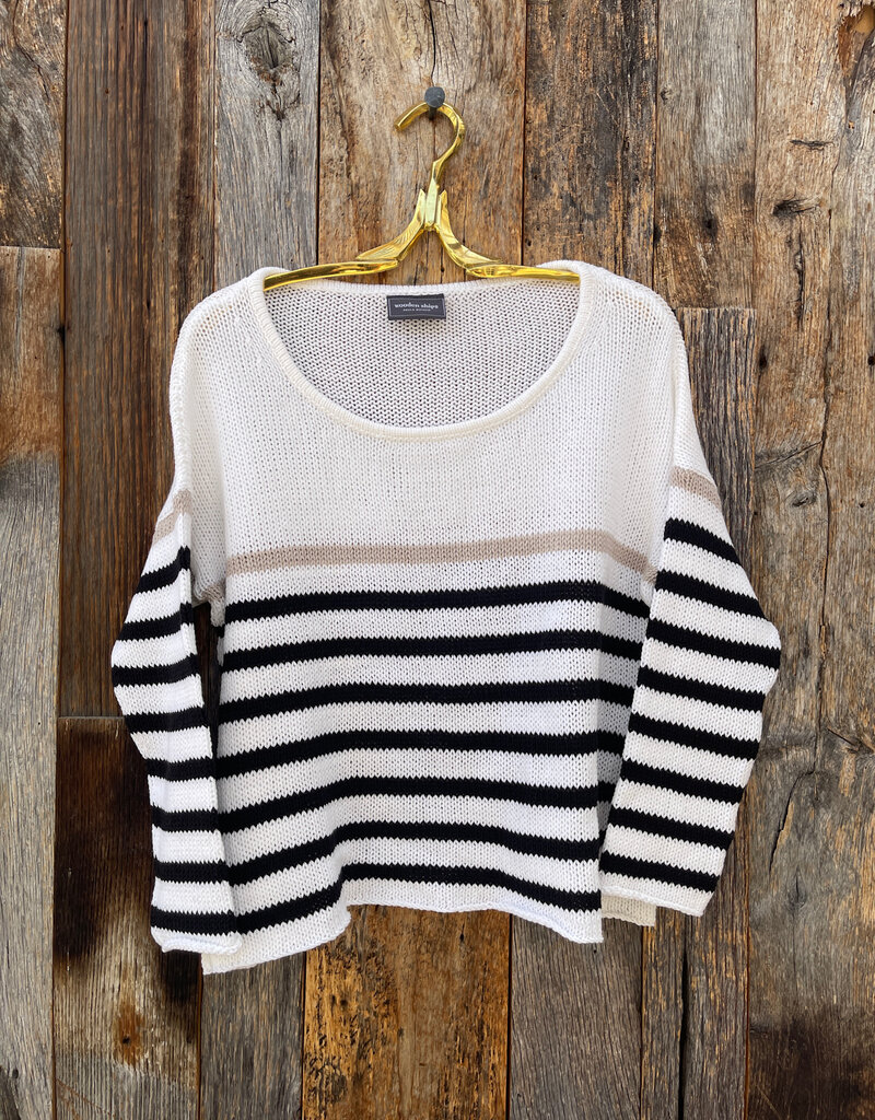 Wooden Ships Wooden Ships Kate Striped Crew Cotton White/Black Stripe