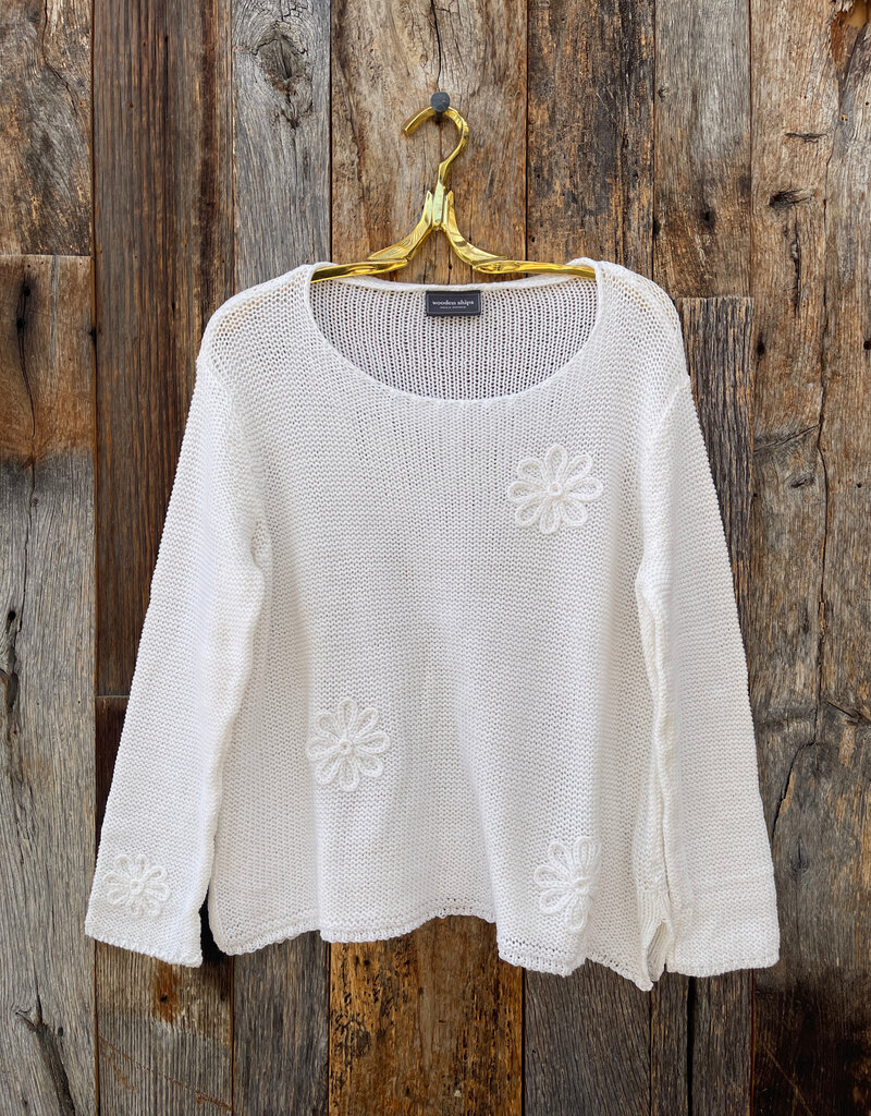 Wooden Ships Wooden Ships Blossom Cotton Crop Crew Sweater Breaker White