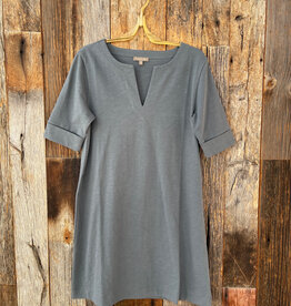 Lilla P Lilla P Elbow Sleeve Split Neck Dress Dusk