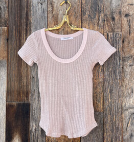 Project Social T Project Social T Julie Scoop Neck Sweater Rib Tee Cameo Rose
