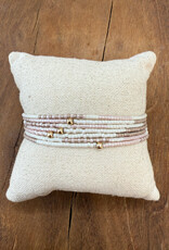 Erin Gray Erin Gray Maui Beaded 14K GF Bracelet Pink, Cotton & Pewter