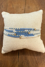 Erin Gray Erin Gray Maui Beaded 14K GF Bracelet In Blue, Cotton & Champagne