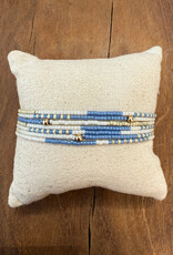 Erin Gray Erin Gray Maui Beaded 14K GF Bracelet In Blue, Cotton & Champagne
