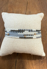 Erin Gray Erin Gray Maui Beaded 14K GF Bracelet In Gray, Cotton & Graphite
