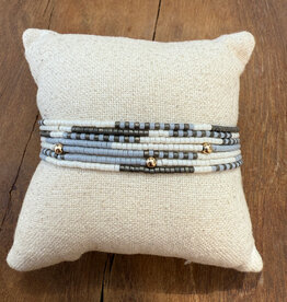Erin Gray Erin Gray Maui Beaded 14K GF Bracelet In Gray, Cotton & Graphite
