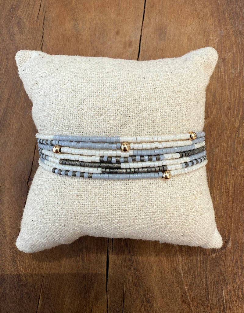 Erin Gray Erin Gray Maui Beaded 14K GF Bracelet In Gray, Cotton & Graphite