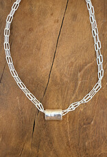 Erin Gray Erin Gray Silver Barrel on Double Silver Paperclip Necklace
