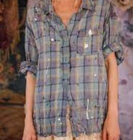 Magnolia Pearl Magnolia Pearl Check Adison Workshirt Top 1391 Wave