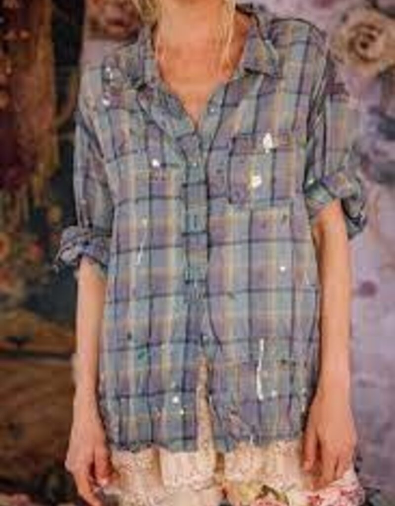 Magnolia Pearl Magnolia Pearl Check Adison Workshirt Top 1391 Wave