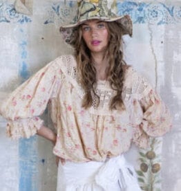 Magnolia Pearl Magnolia Pearl Crochet Yoke Keira Blouse Top 1566 Eden Rose