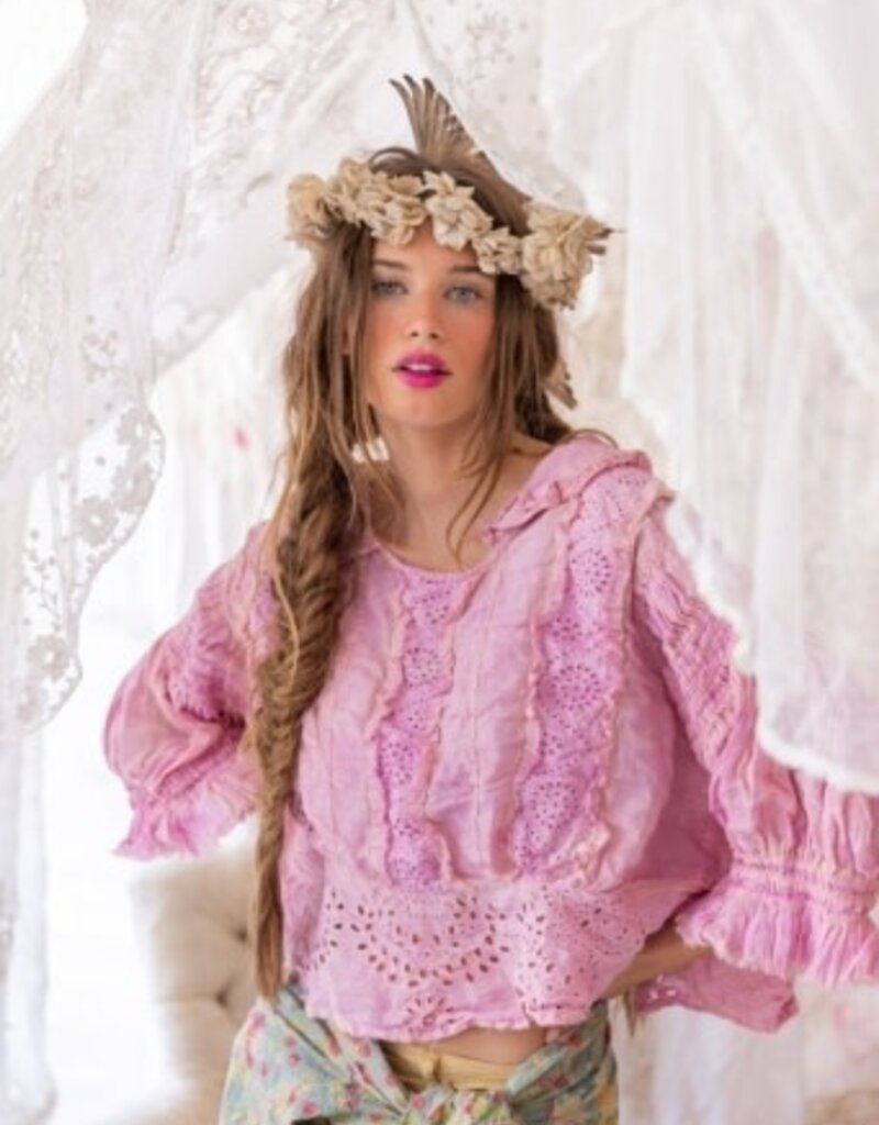 Magnolia Pearl Magnolia Pearl Ramie Daisie Blouse Top 1567 Purple Boba