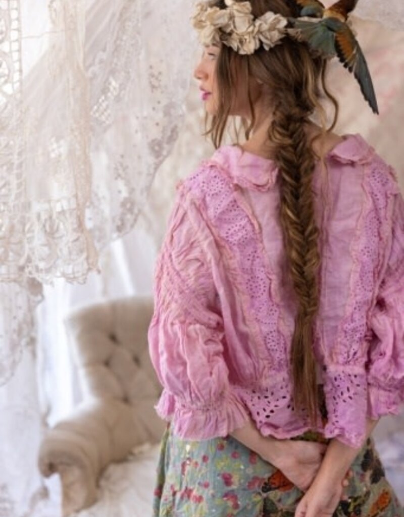 Magnolia Pearl Magnolia Pearl Ramie Daisie Blouse Top 1567 Purple Boba