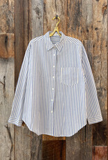It Is Well Oversized Button Down Shirt Blue Stripe OS