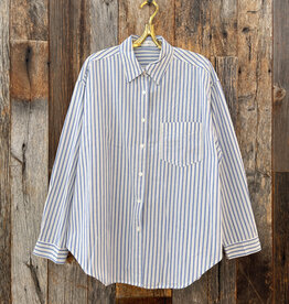 It Is Well Oversized Button Down Shirt Blue Stripe OS
