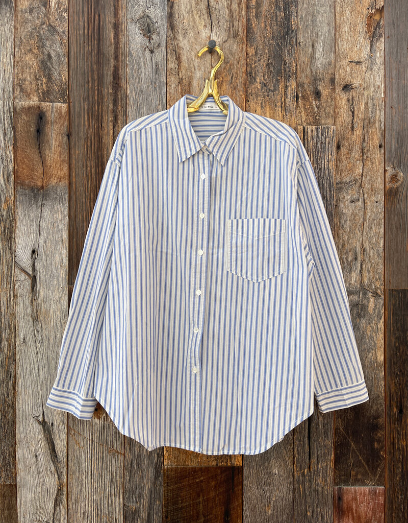 It Is Well Oversized Button Down Shirt Blue Stripe OS