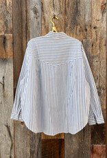 It Is Well Oversized Button Down Shirt Blue Stripe OS