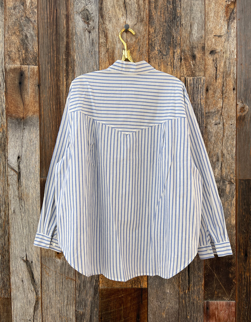 It Is Well Oversized Button Down Shirt Blue Stripe OS