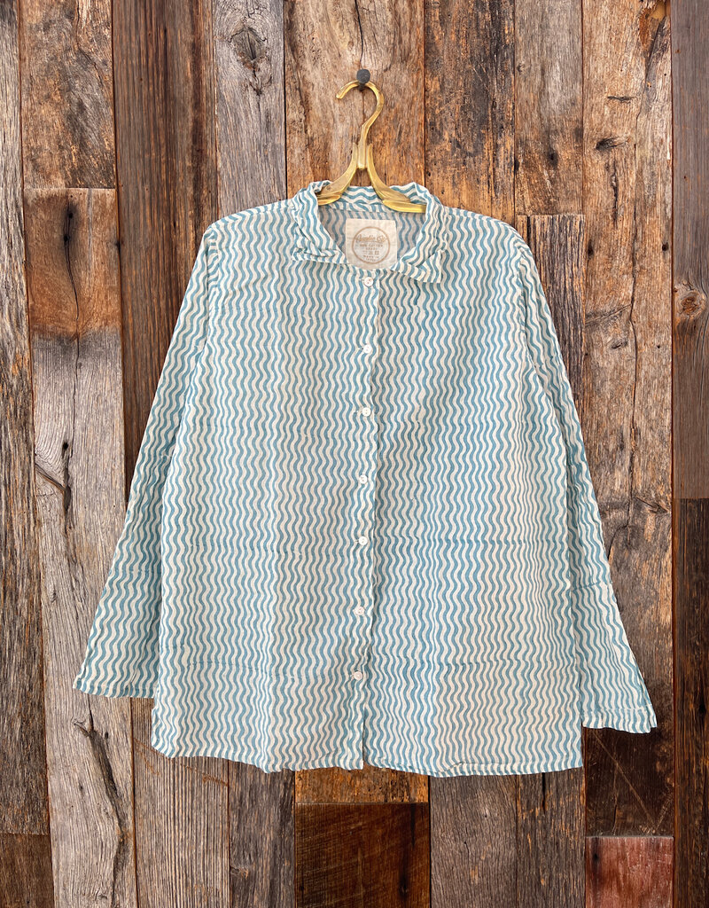 Auntie Oti Auntie Oti Wavy Button Shirt Blue