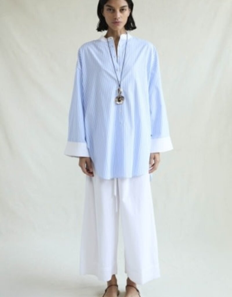 Chan Luu Falling Flower Tunic Blue Stripe 1