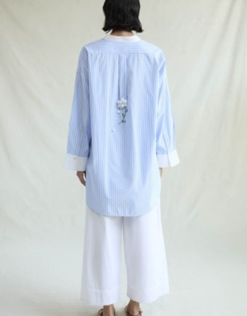Chan Luu Falling Flower Tunic Blue Stripe 1