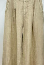 Milio Milano Milio Milano Linen Pleat Button Front Palazzo Pant Beige