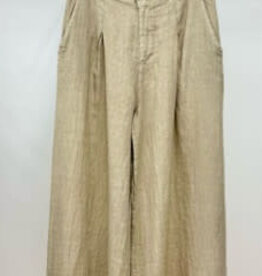 Milio Milano Milio Milano Linen Pleat Button Front Palazzo Pant Beige