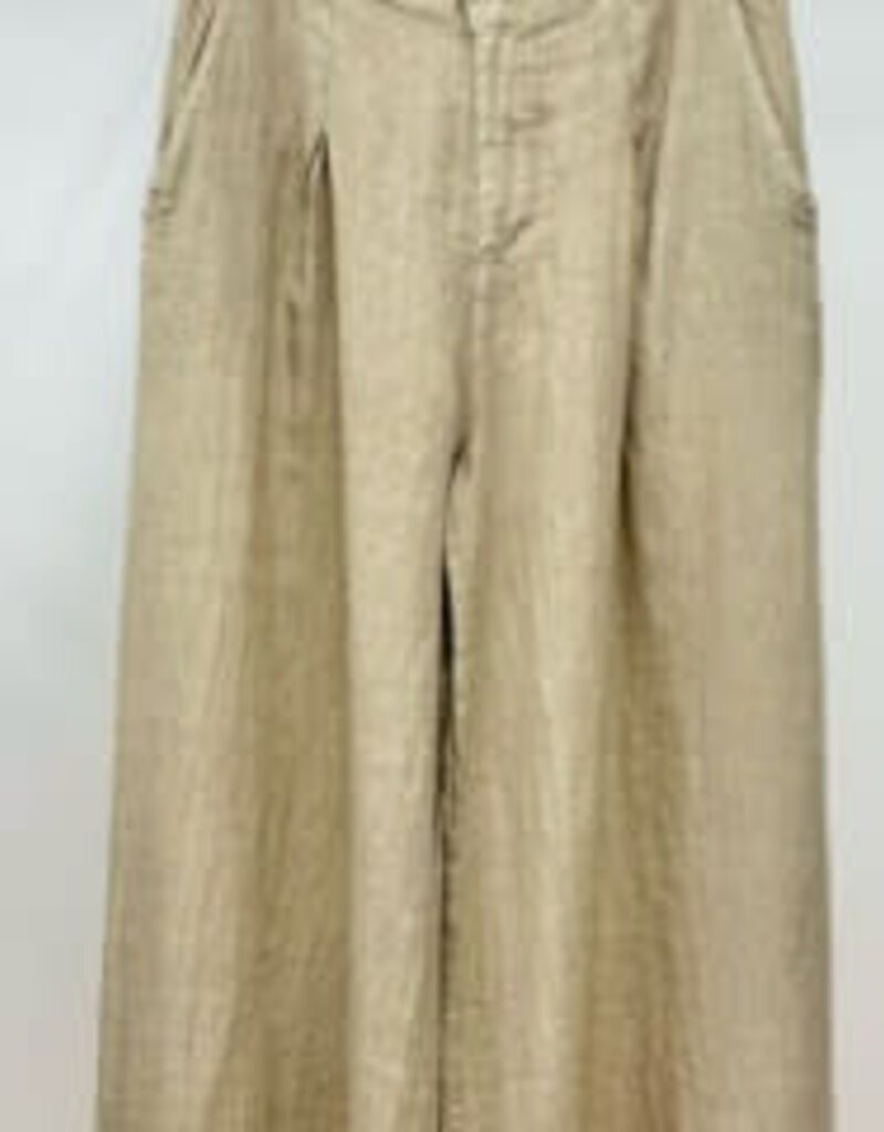 Milio Milano Milio Milano Linen Pleat Button Front Palazzo Pant Beige