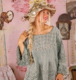 Magnolia Pearl Magnolia Pearl Crochet Jodi Blouse Top 2320 Seafoam Gray*