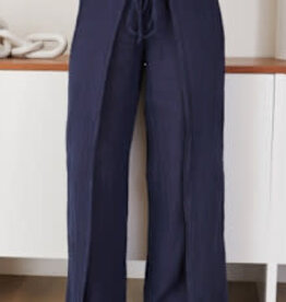 Milio Milano Milio Milano Linen Pants W/ Side Panel Navy