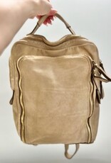 Milio Milano Milio Milano Distressed Leather Backpack Beige