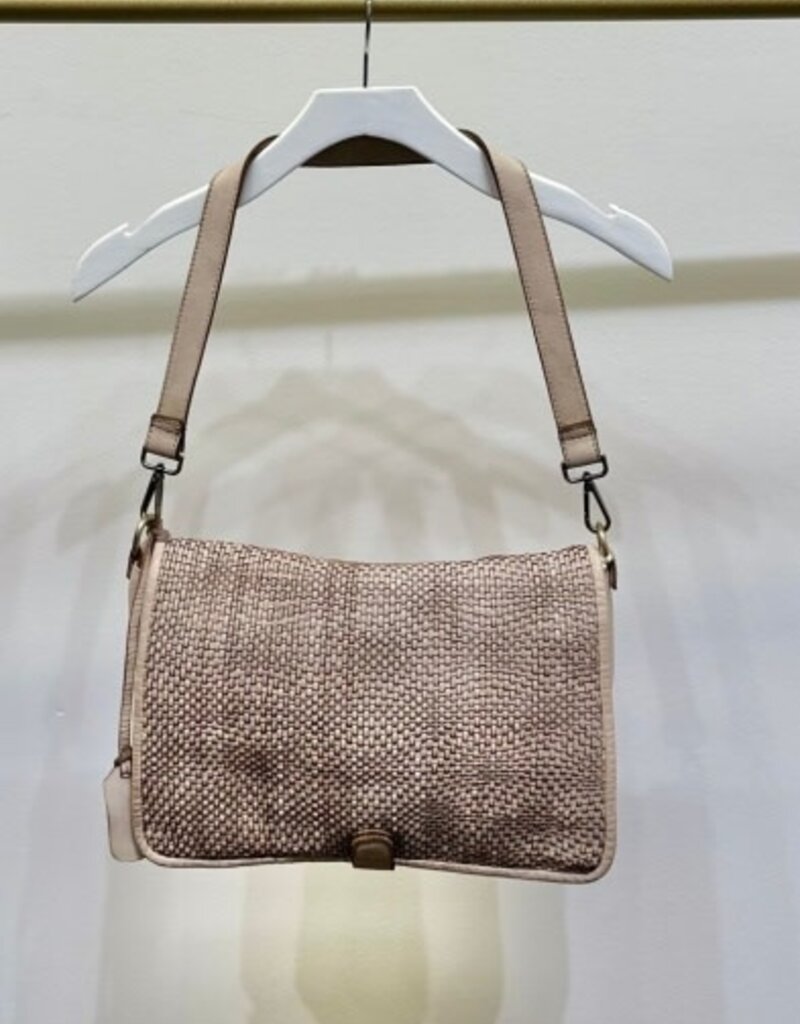 Milio Milano Milio Milano Napa Leather Intrecciato Crossbody Bag Beige