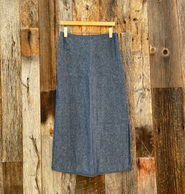 It Is Well Linen Slit Skirt Indigo