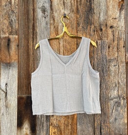 It Is Well Organic Reversible Gauze Tank Slate Gray
