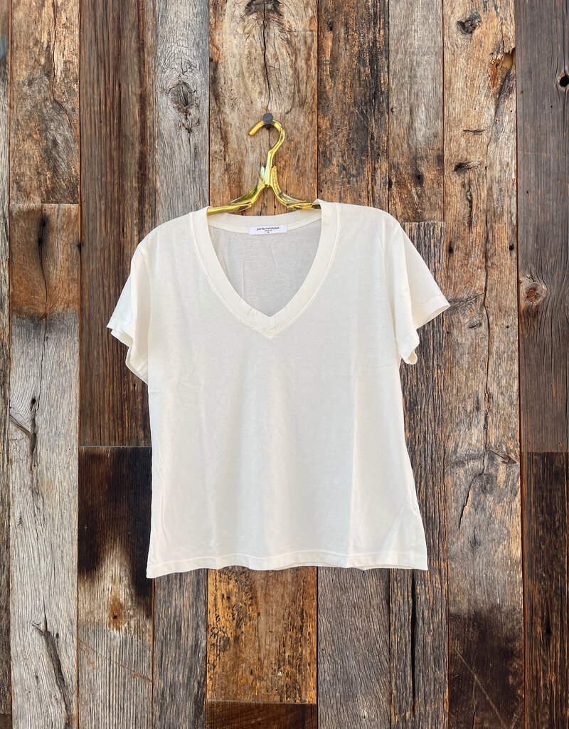 Perfect White Tee Hendrix S/S Boxy V-Neck Tee Bright Ivory