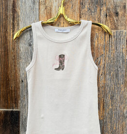 Project Social T Project Social T Embroidered Bow Boot Tank Raw Linen