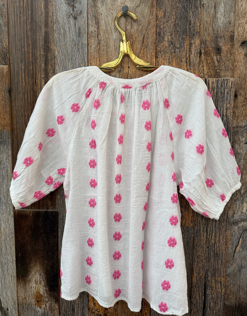 Dylan Dylan Esme Embroidered Blouse White/Pink