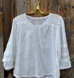 Dylan Dylan Pleat Sleeve Top White